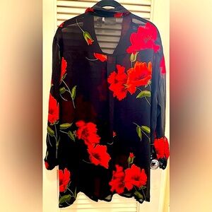 Chico’s Red Rose Blouse size 3 US 16